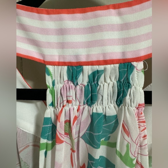 Gretchen Scott size XL pink white green high neck floral cami luxury stripe - Picture 6 of 6